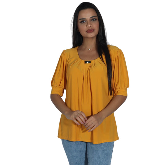 NY COLLECTION Womens Tops S / Yellow NY COLLECTION - 3/4 Sleeve Blouse