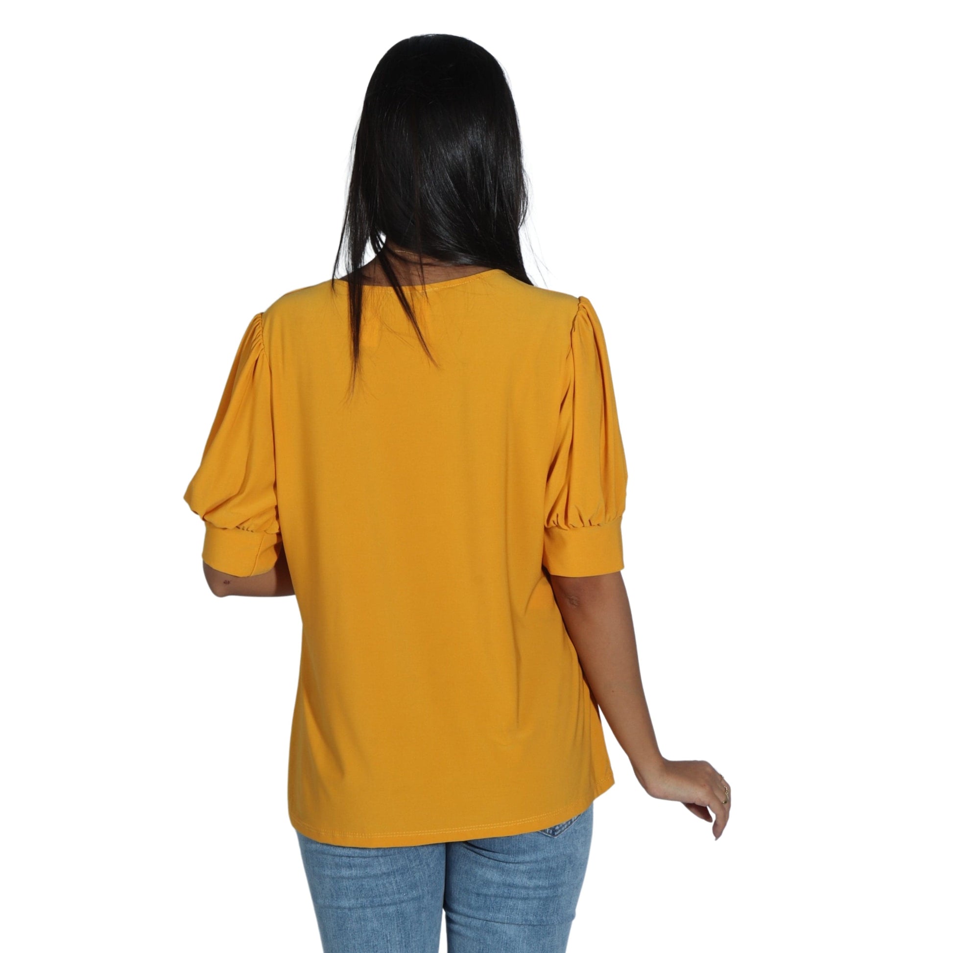 NY COLLECTION Womens Tops S / Yellow NY COLLECTION - 3/4 Sleeve Blouse