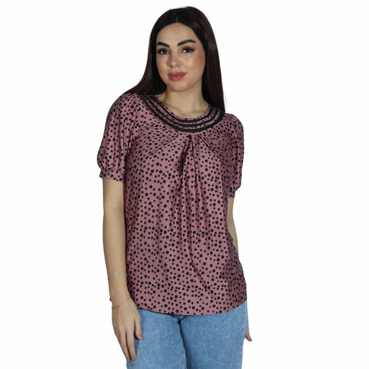 NY COLLECTION Womens Tops Petite M / Pink NY COLLECTION - Dotted Blouse