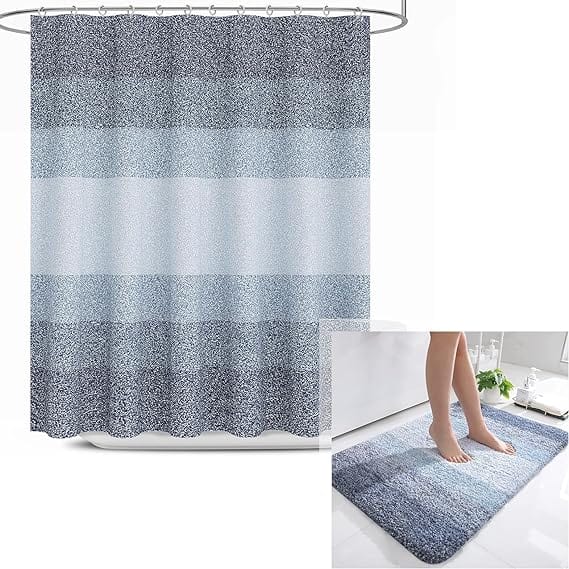 OLANLY Bath Accessories Blue ombre OLANLY - Ombre Bath Rug and Shower Curtain