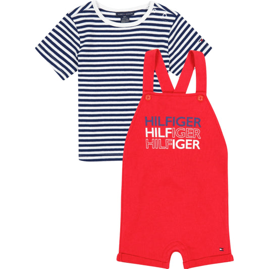 ORIGINAL Baby Boy ORIGINAL - BABY -  Knit Shortall with Striped T-Shirt, 2 Piece Set