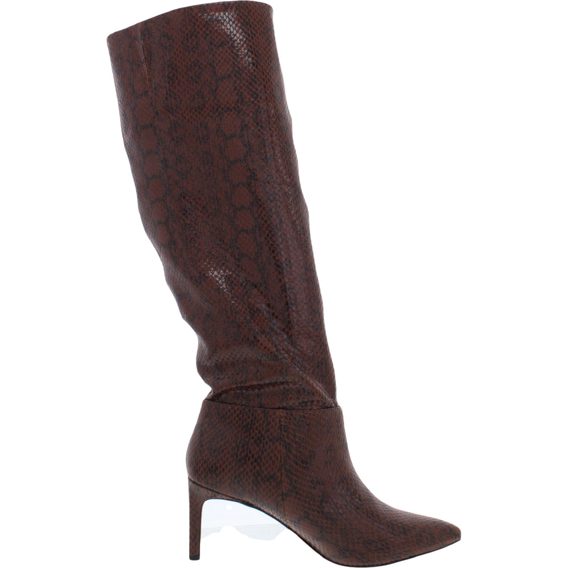 ORIGINAL Womens Shoes 39.5 / Brown ORIGINAL - Women's Brown Animal Print Pointed Toe Stiletto Leather Dress Boots