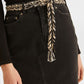 OXXO Womens Bottoms L / Black OXXO - Belt Detailed Denim Skirt