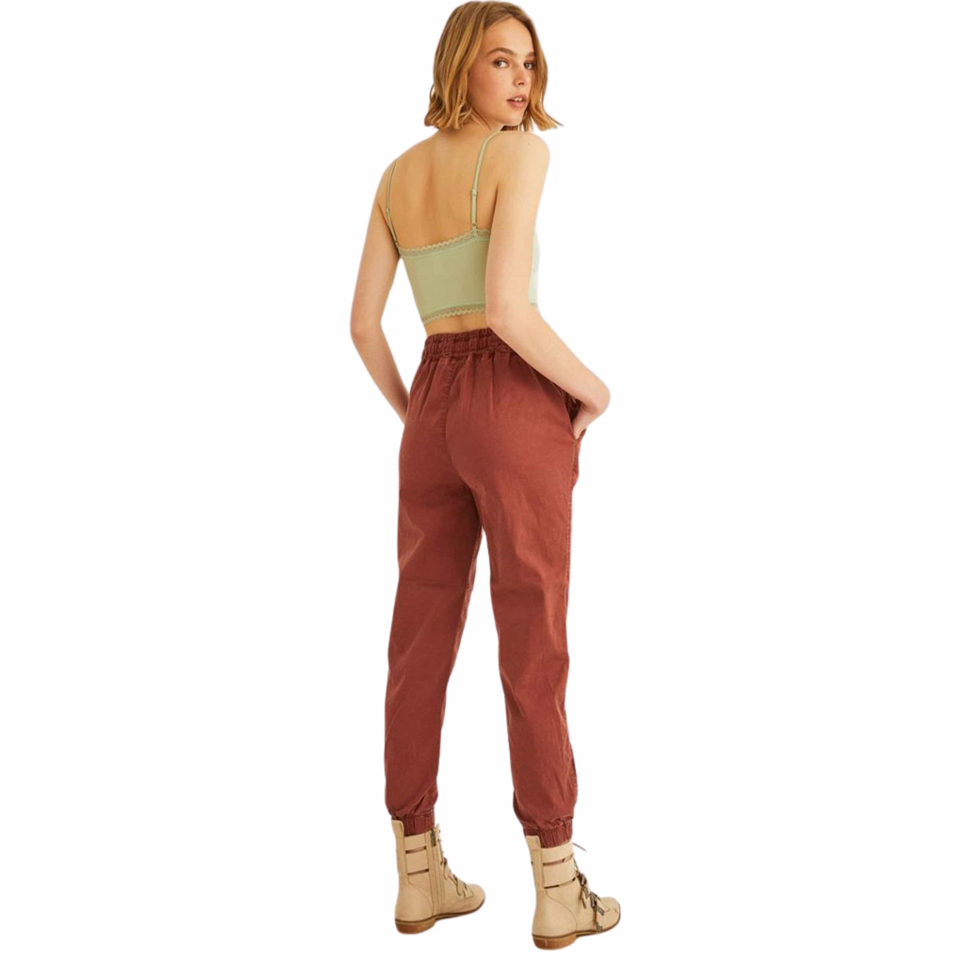 OXXO Womens Bottoms XXL / Burgundy / 34 OXXO - Belt Detailed Sweatpants