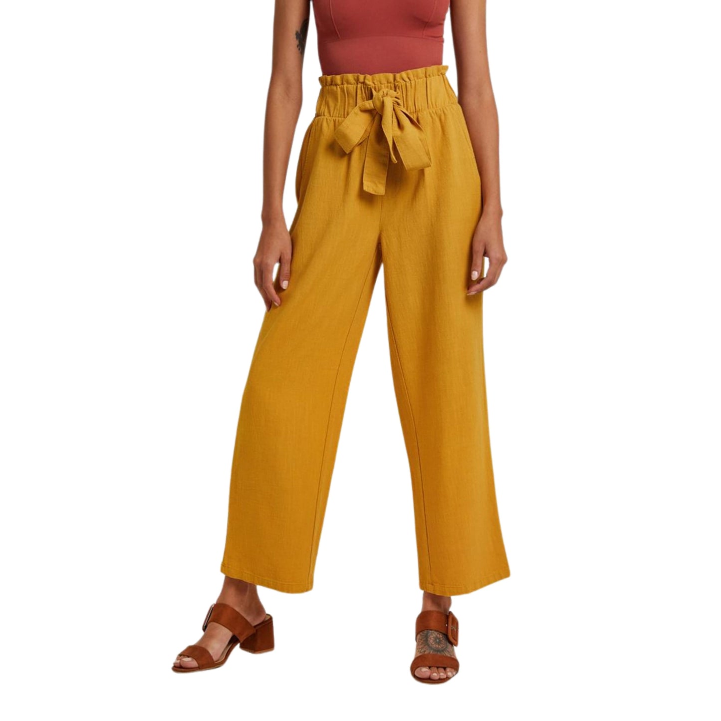 OXXO Womens Bottoms M / Yellow / 40 OXXO - Belted Culotte pants