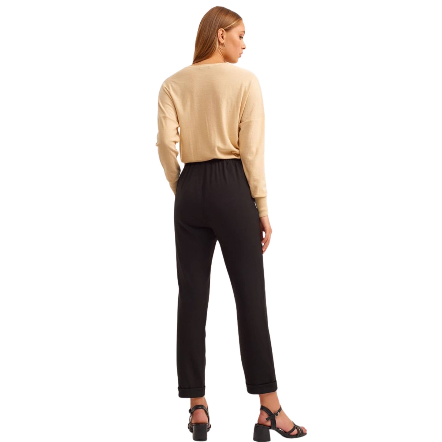 OXXO Womens Bottoms S / Black / 27 OXXO - Casual Pleated and Belted Trousers