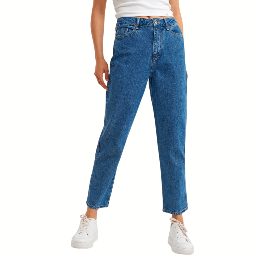 OXXO Womens Bottoms S / Blue / 28 OXXO - Cotton Mom-Fit Denim Pants