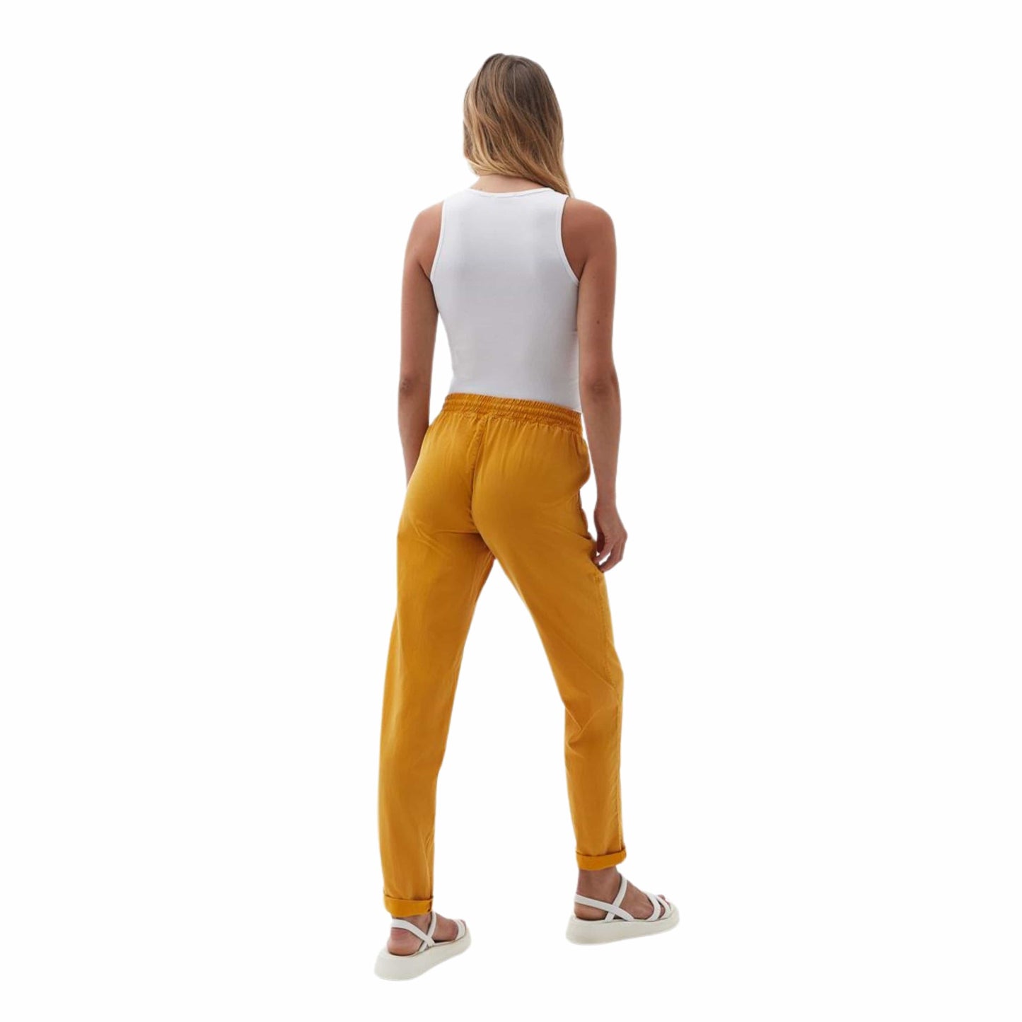 OXXO Womens Bottoms S / Yellow / 38 OXXO - Cuffed pants with textured waistband