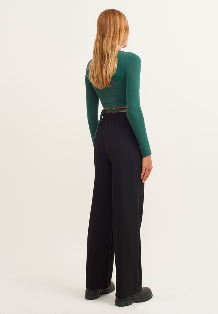 OXXO Womens Bottoms OXXO - Elastic Waist Wide-Leg  Pants