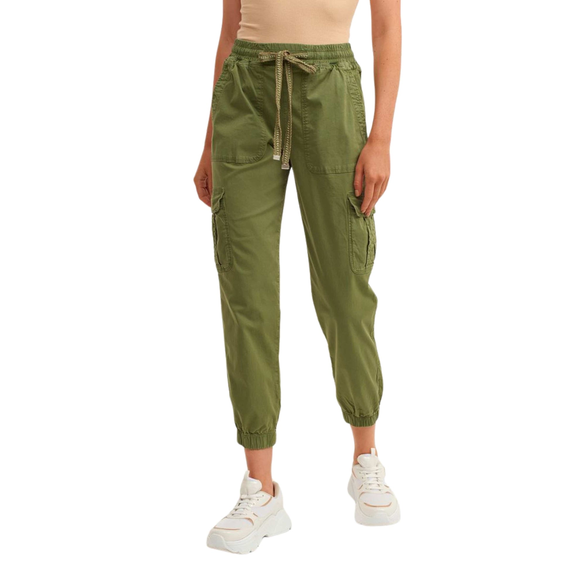 OXXO Womens Bottoms L / Green / 42 OXXO - Elasticated waistband cargo pants