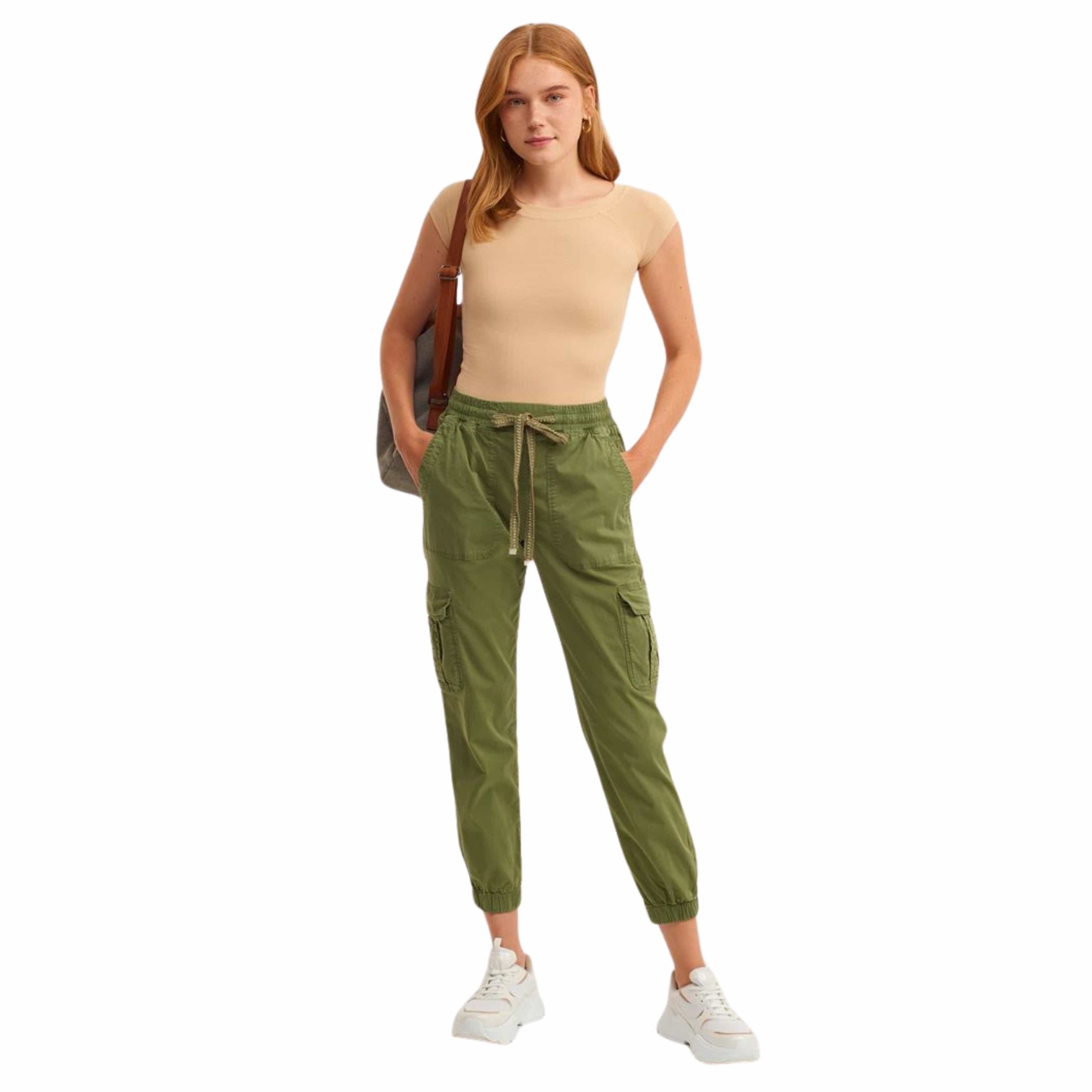 OXXO Womens Bottoms L / Green / 42 OXXO - Elasticated waistband cargo pants