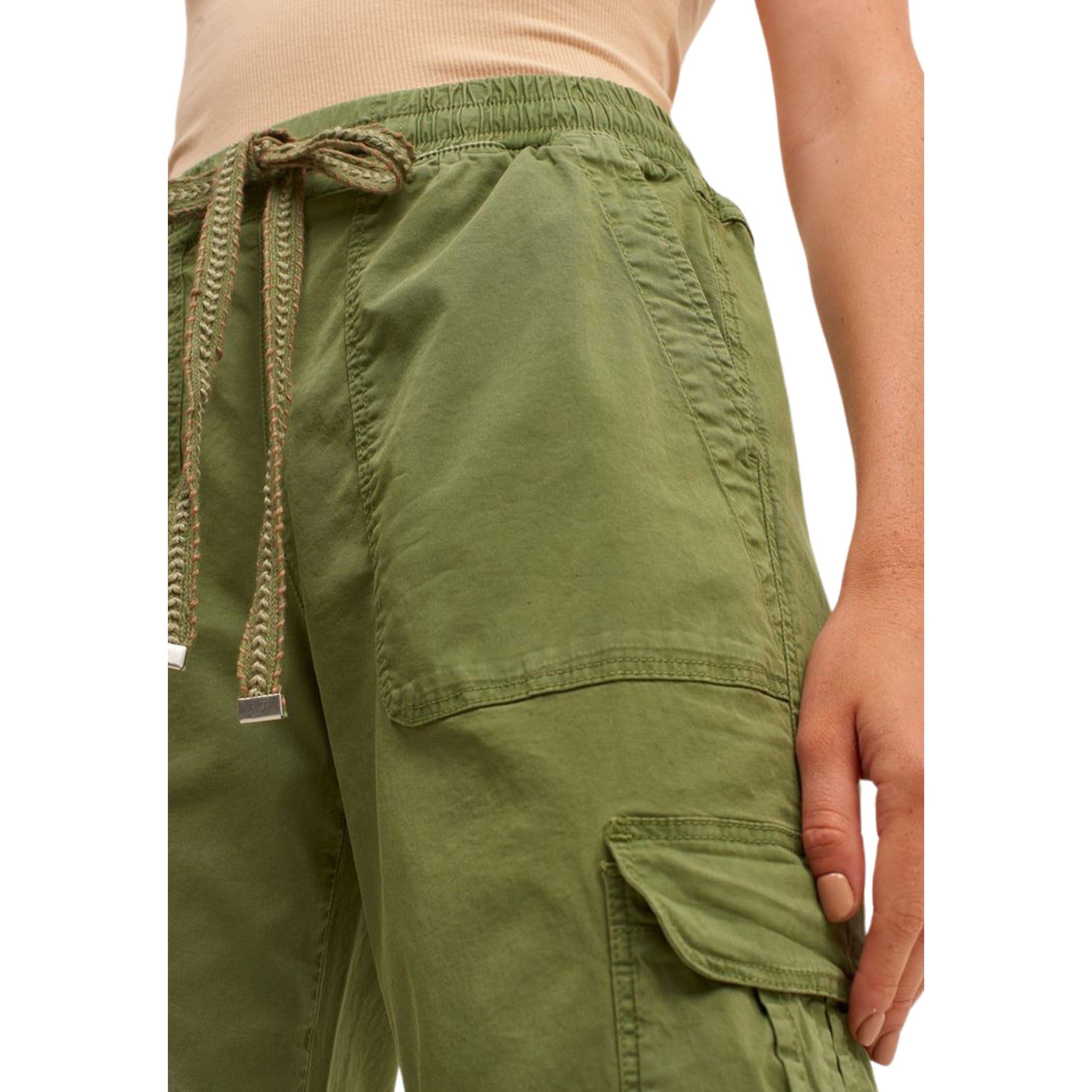 OXXO Womens Bottoms L / Green / 42 OXXO - Elasticated waistband cargo pants