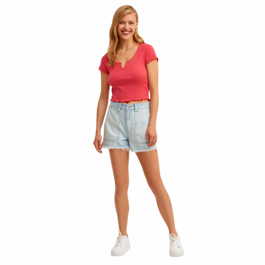 OXXO Womens Bottoms S / Blue / 38 OXXO - High Rise Skirty Smocked Shorts