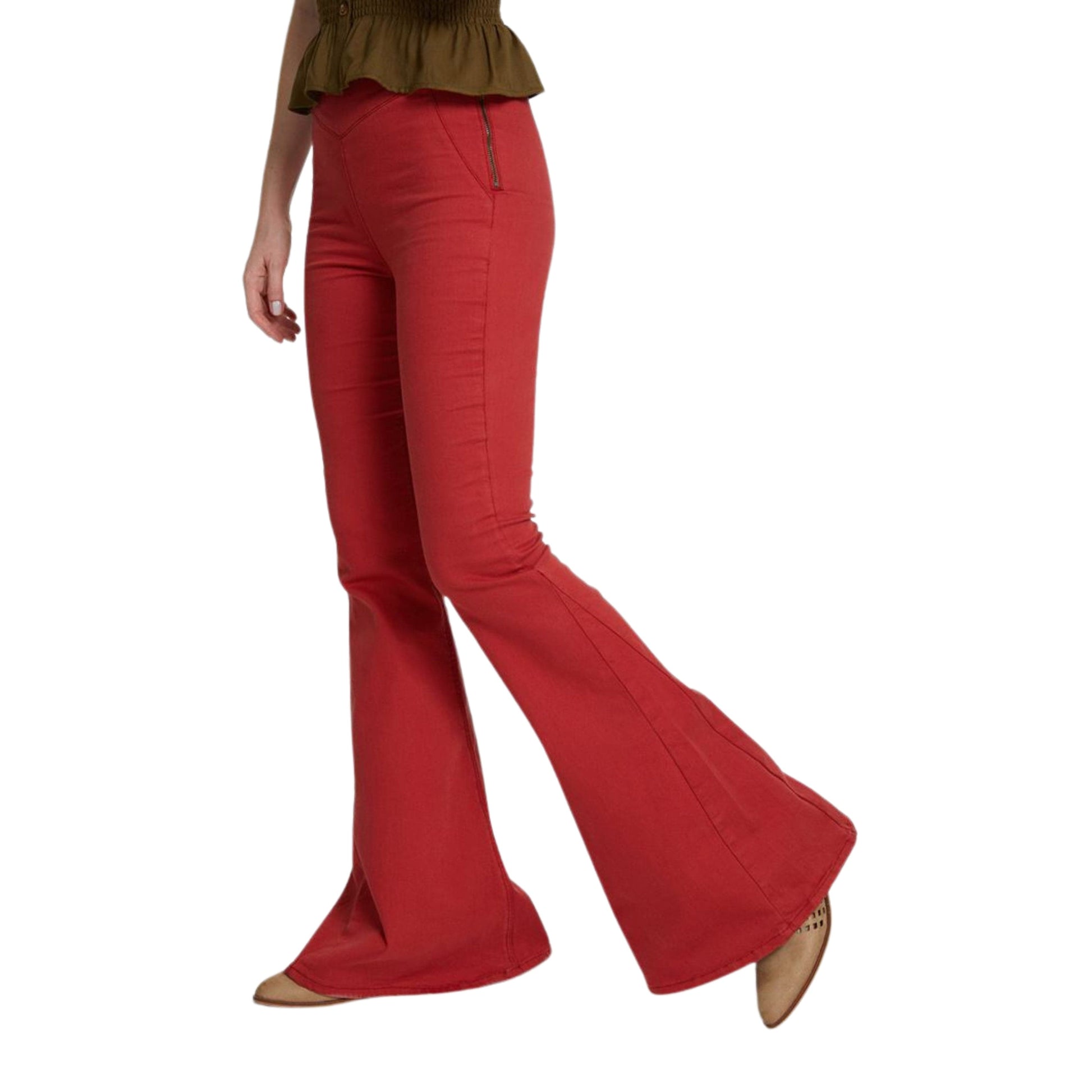 OXXO Womens Bottoms OXXO - High Waist Detailed Flare Trousers