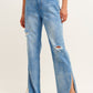 OXXO Womens Bottoms L / Light blue / 30 OXXO - Long Straight High Waist Denim Trousers