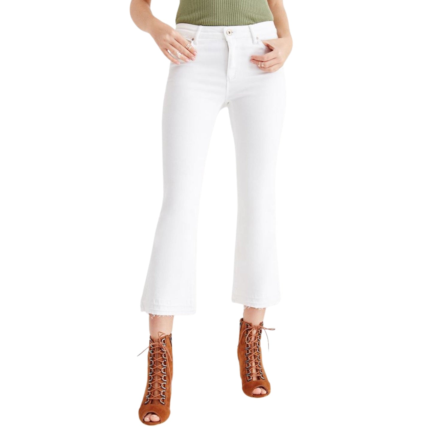 OXXO Womens Bottoms XS / White OXXO - Mid Waist Kick Flare Jeans