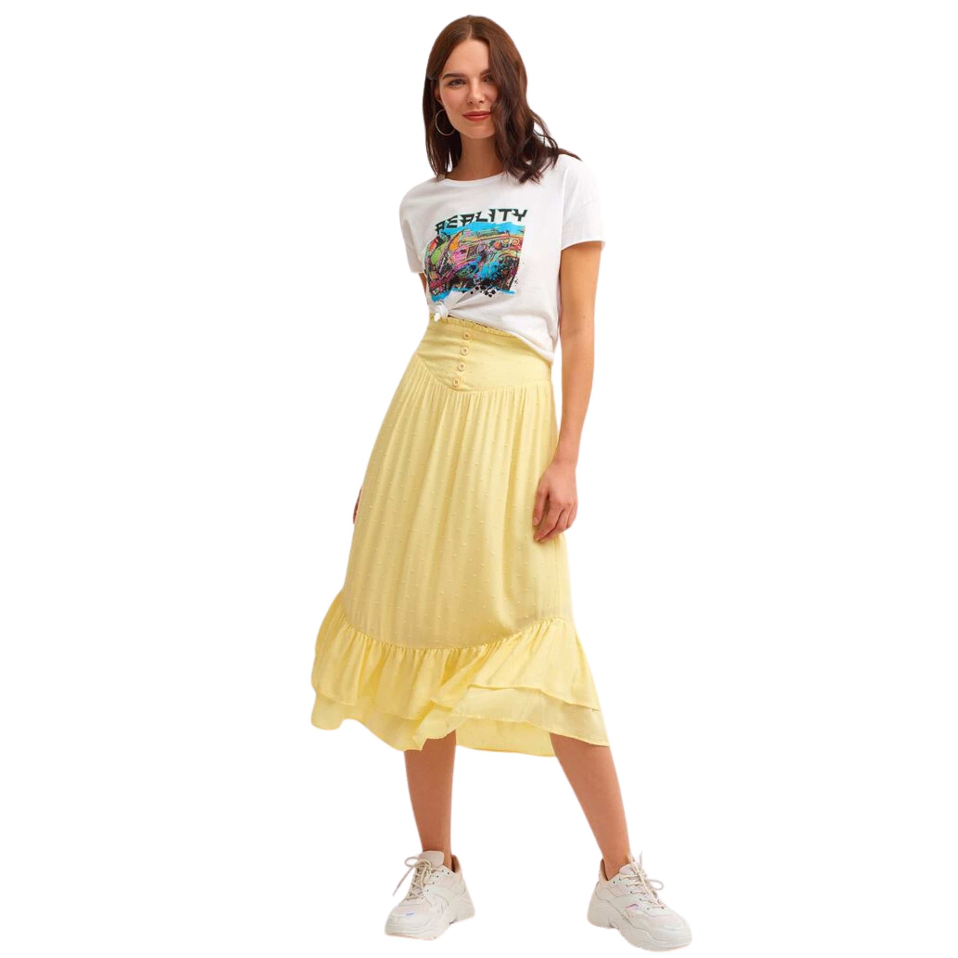 OXXO Womens Bottoms S / Yellow / 38 OXXO -  Midi Skirt With Slit Detail