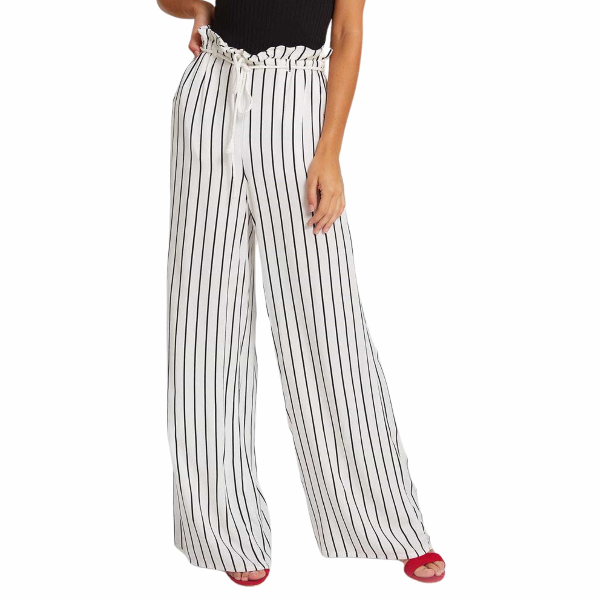 OXXO Womens Bottoms S / Multi-Color OXXO -  Mixed Stripe Patterned Pants with Details