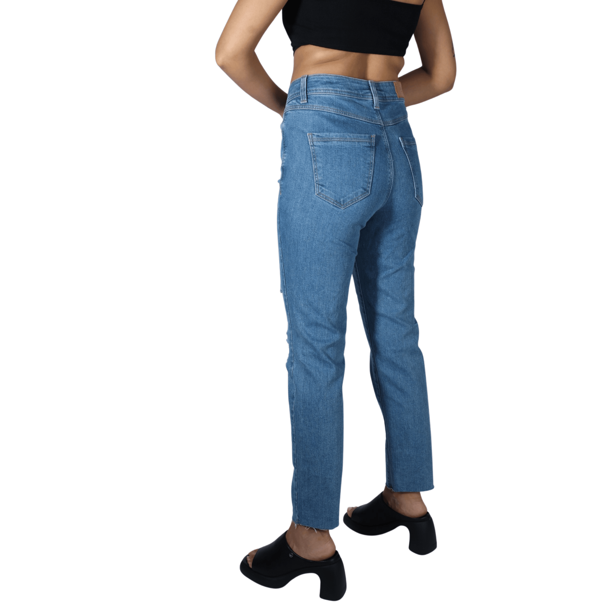 OXXO Womens Bottoms S / Blue / 38 OXXO - Ripped High Rise Jeans