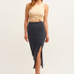 OXXO Womens Bottoms L / Black / 42 OXXO - Soft Touch Midi Skirt with Slit Detail