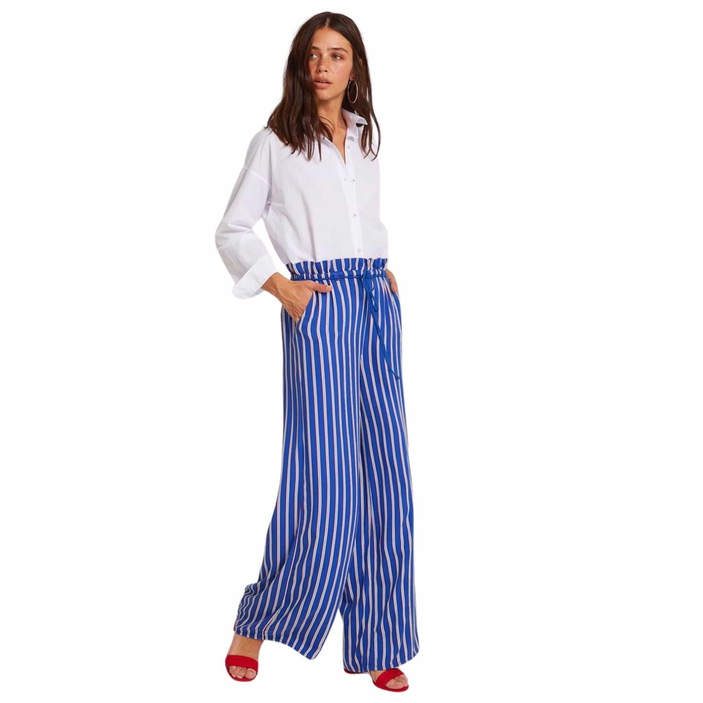 OXXO Womens Bottoms M / Multi-Color / 40 OXXO - stripped wide leg pants