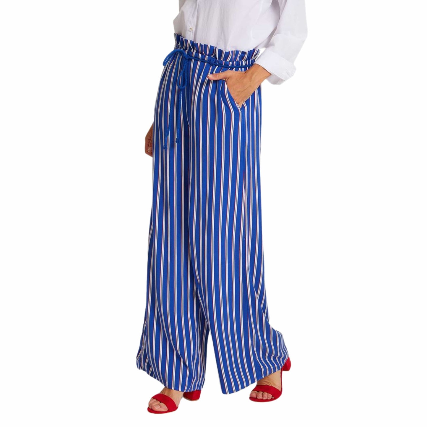 OXXO Womens Bottoms M / Multi-Color / 40 OXXO - stripped wide leg pants