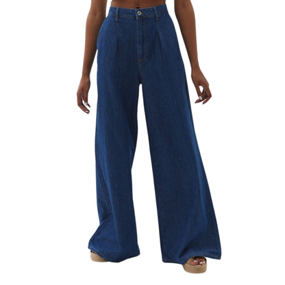 OXXO Womens Bottoms S / Dark blue / 28 OXXO - Ultra High Rise Wide Leg Denim Pants