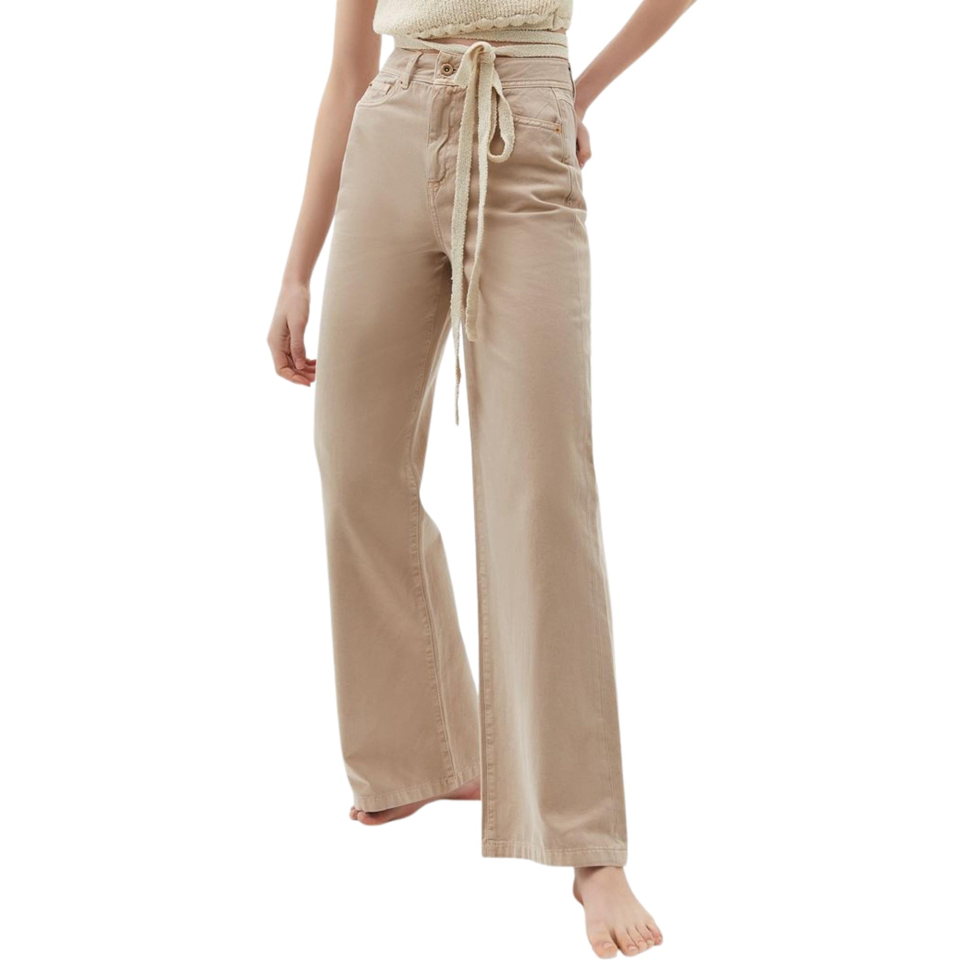 OXXO Womens Bottoms M / Beige / 29 OXXO - Ultra High Rise Wide Leg SweatPants