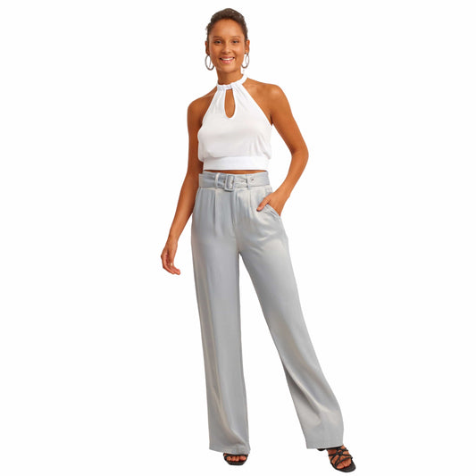 OXXO Womens Bottoms OXXO - Wide Leg Pants With Belt Detail