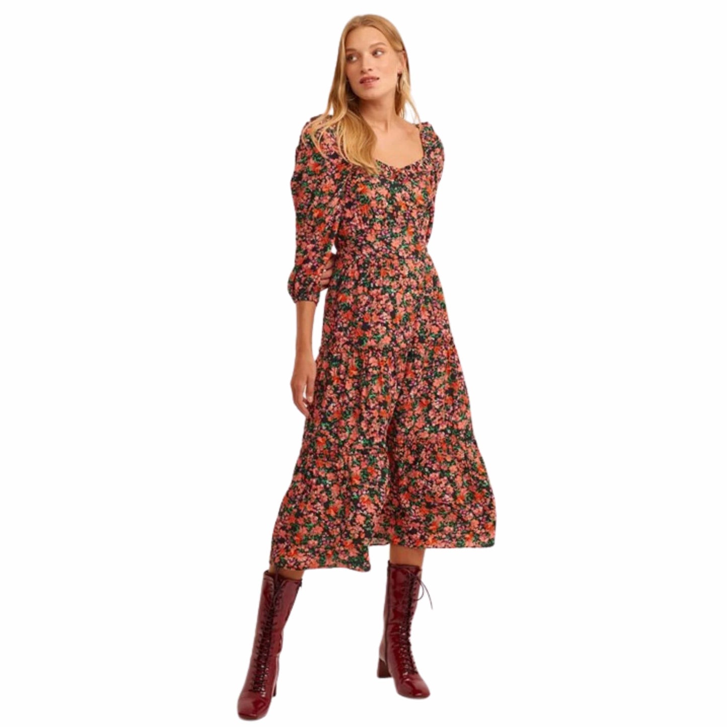 OXXO Womens Dress OXXO - Balloon Sleeve Midi Dress