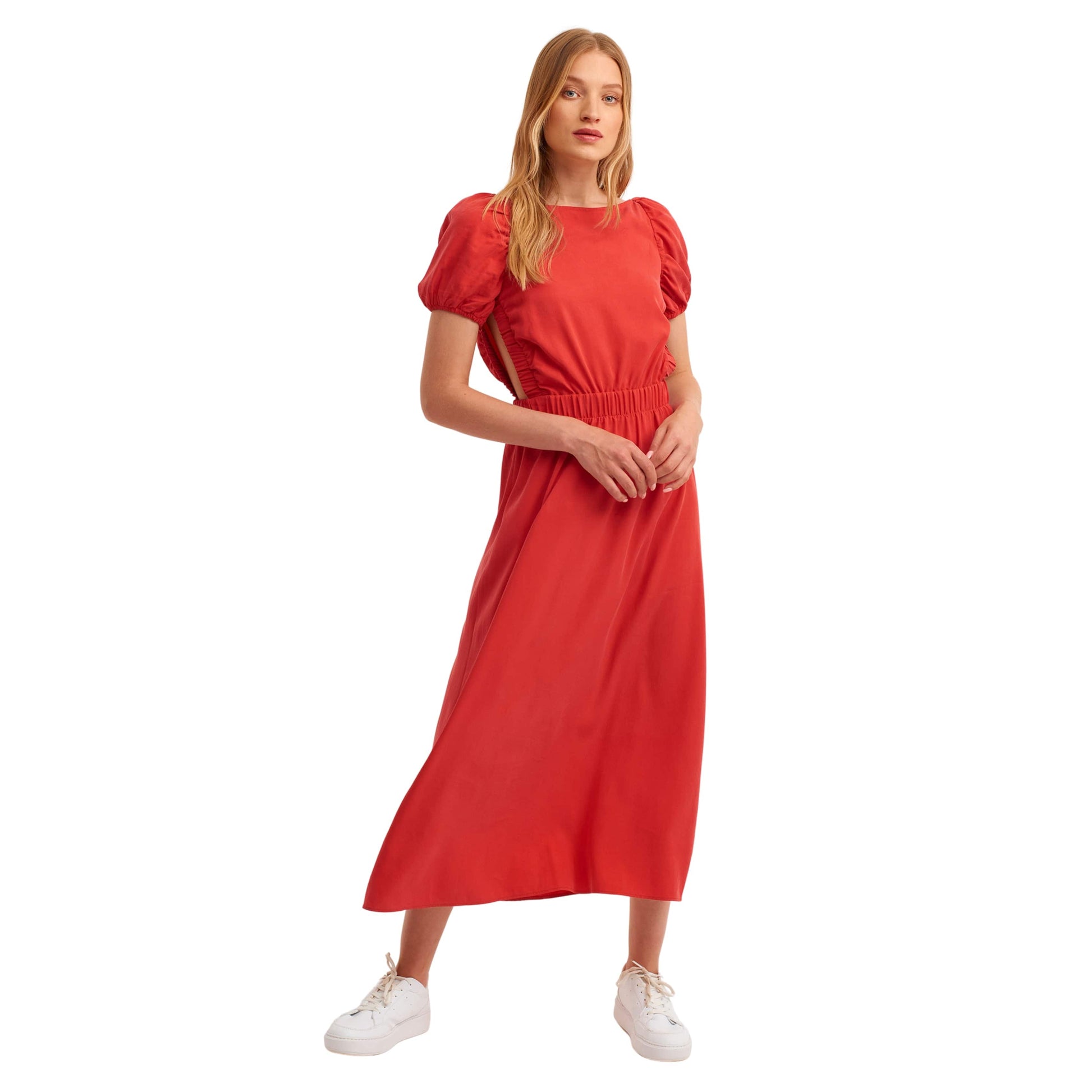 OXXO Womens Dress M / Red OXXO - Cut-Out Detailed Maxi Dress