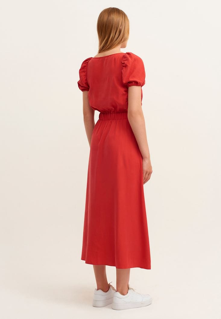 OXXO Womens Dress M / Red OXXO - Cut-Out Detailed Maxi Dress