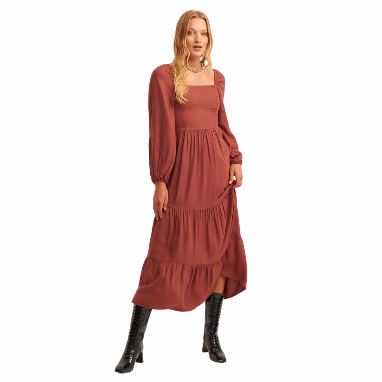 OXXO Womens Dress L / Brown OXXO - Flounce dress