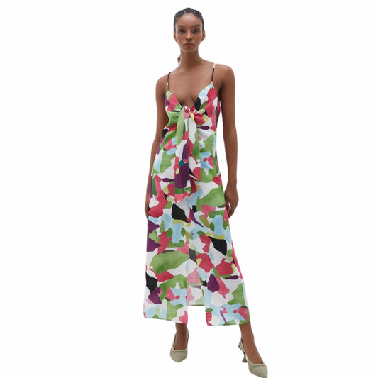 OXXO Womens Dress M / Multi-Color OXXO - Maxi Dress with Tie-Up Detail