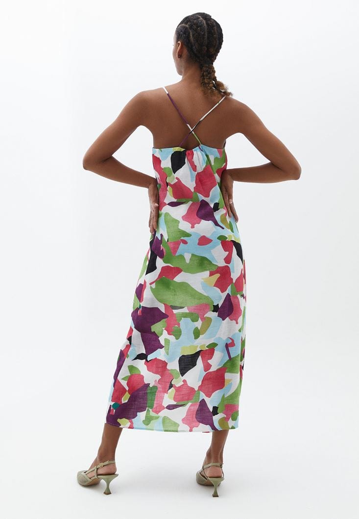 OXXO Womens Dress M / Multi-Color OXXO - Maxi Dress with Tie-Up Detail