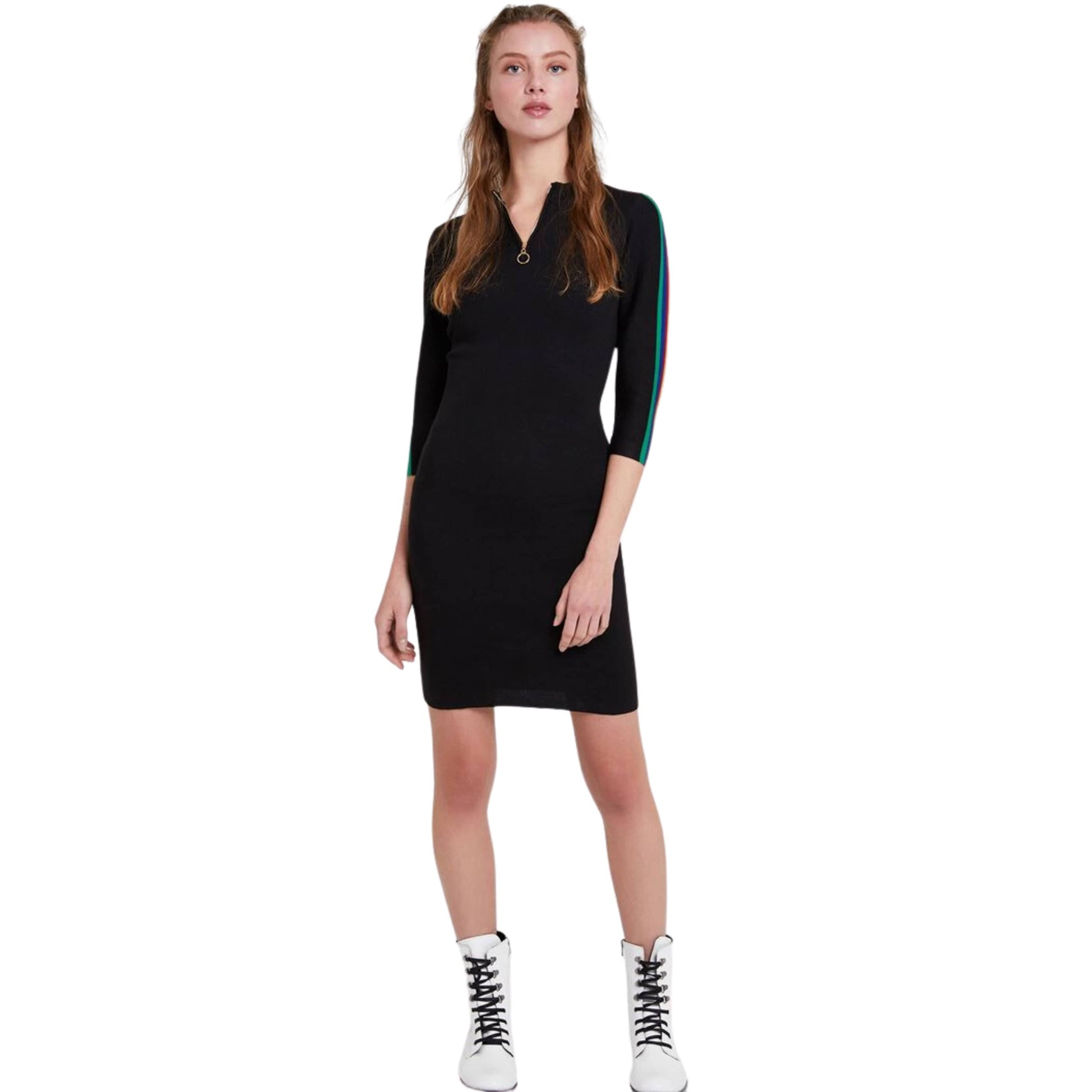 OXXO Womens Dress S / Black OXXO - Sleeve Stripe Detail Dress