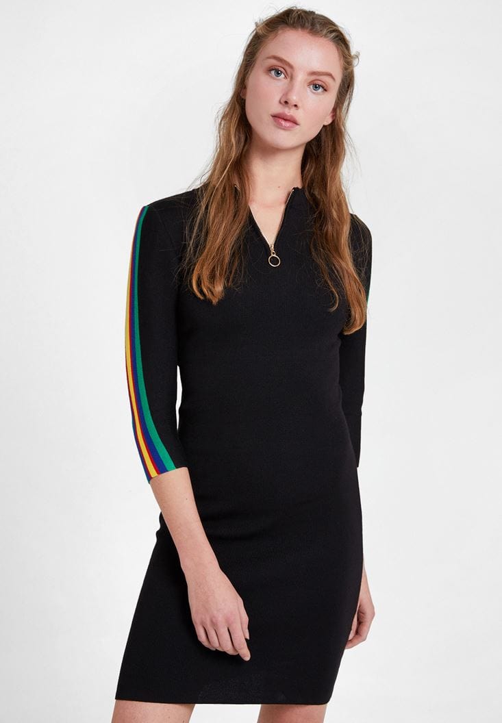 OXXO Womens Dress S / Black OXXO - Sleeve Stripe Detail Dress