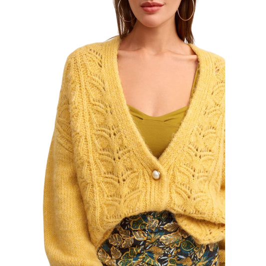 OXXO Womens Jackets M / Yellow OXXO - Buttoned knit cardigan