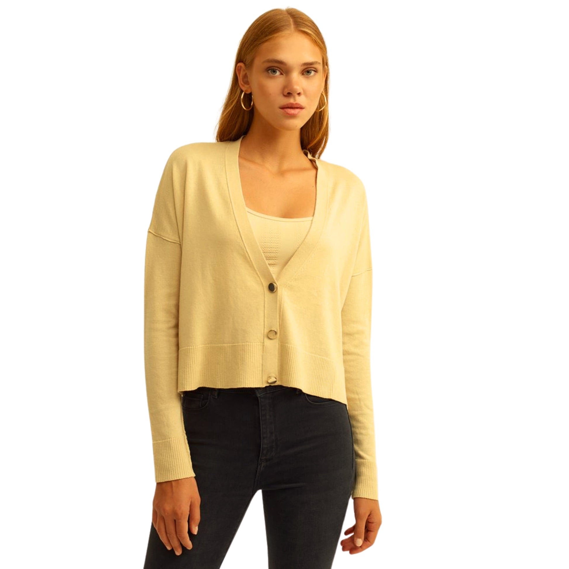 OXXO Womens Jackets One size / Beige OXXO - Crop cardigan