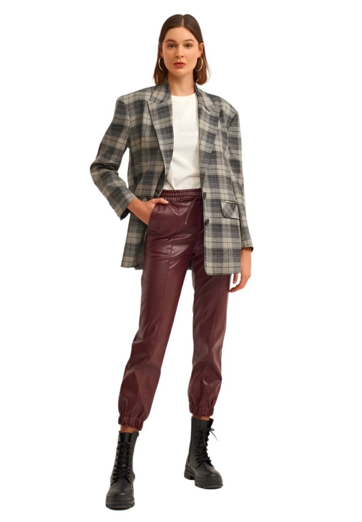 OXXO Womens Jackets OXXO - Mixed Plaid detailed blazer jacket