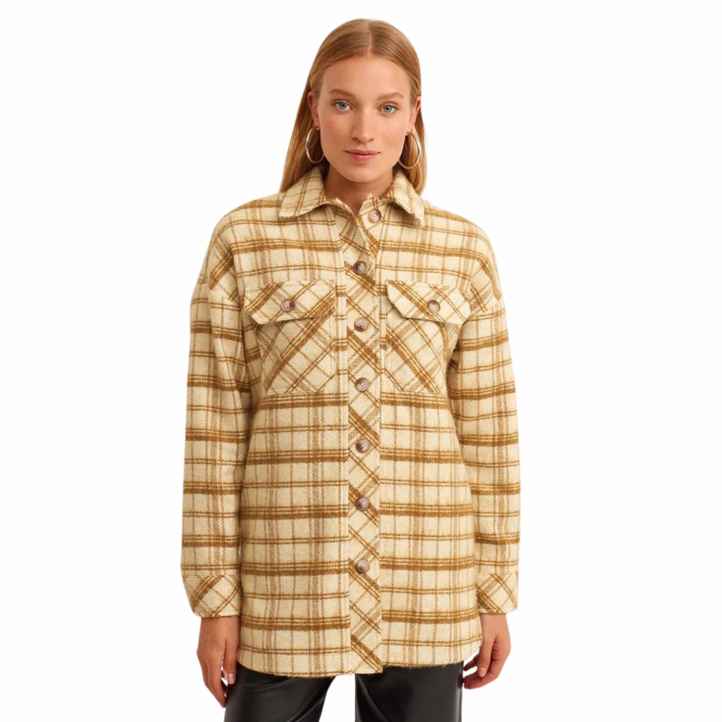 OXXO Womens Jackets S / Multi-Color OXXO - Plaid Shirt Jacket