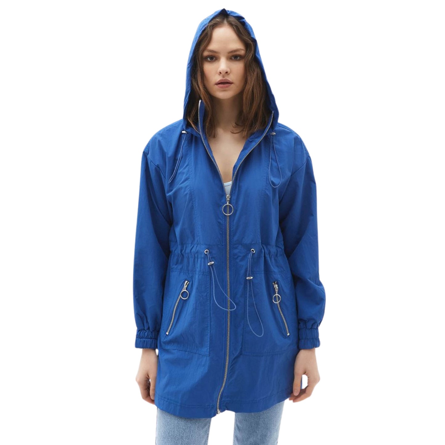 OXXO Womens Jackets M / Blue OXXO - Relaxed Fit Zip-Front Hooded Jacket