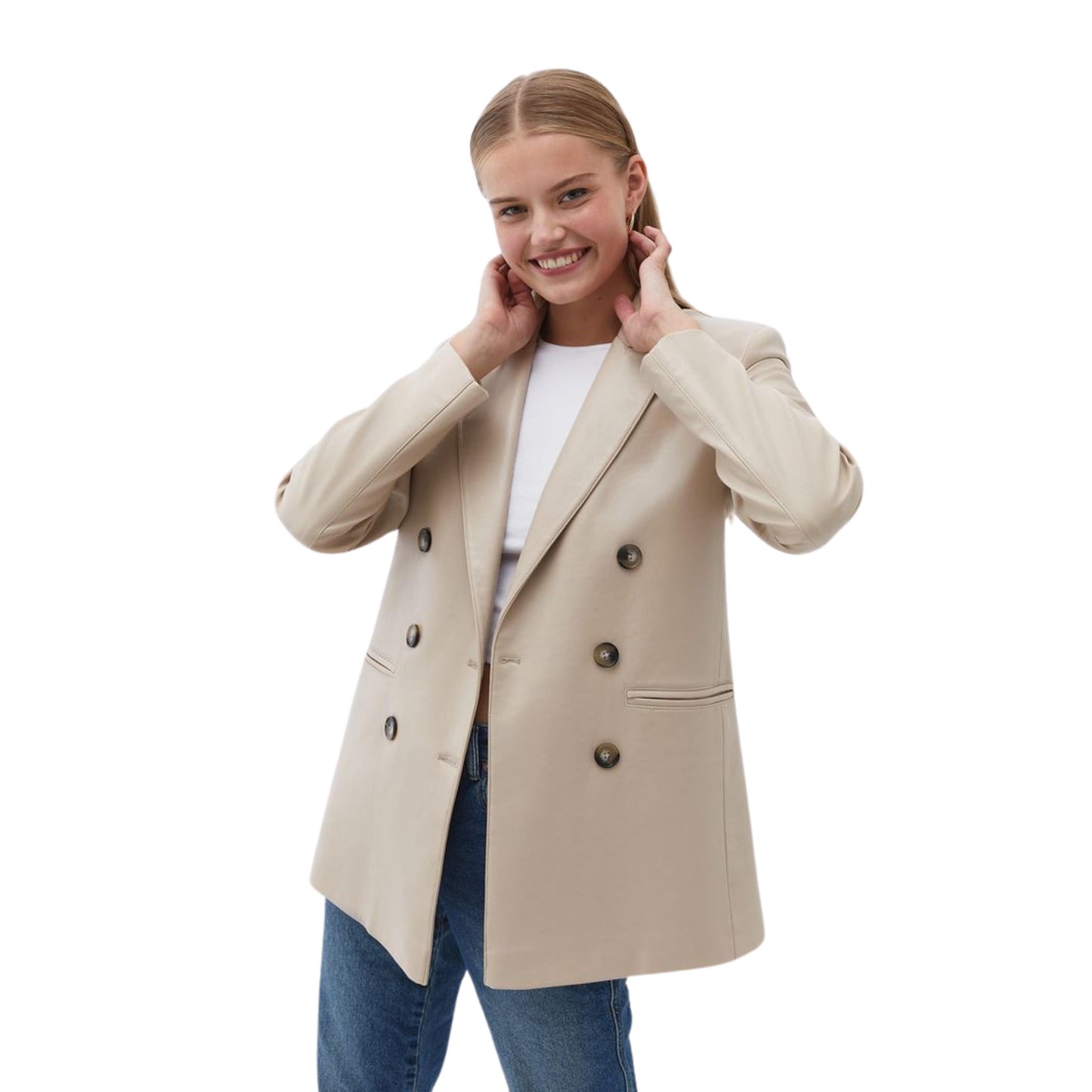 OXXO Womens Jackets OXXO - Vegan Leather Boyfriend blazer