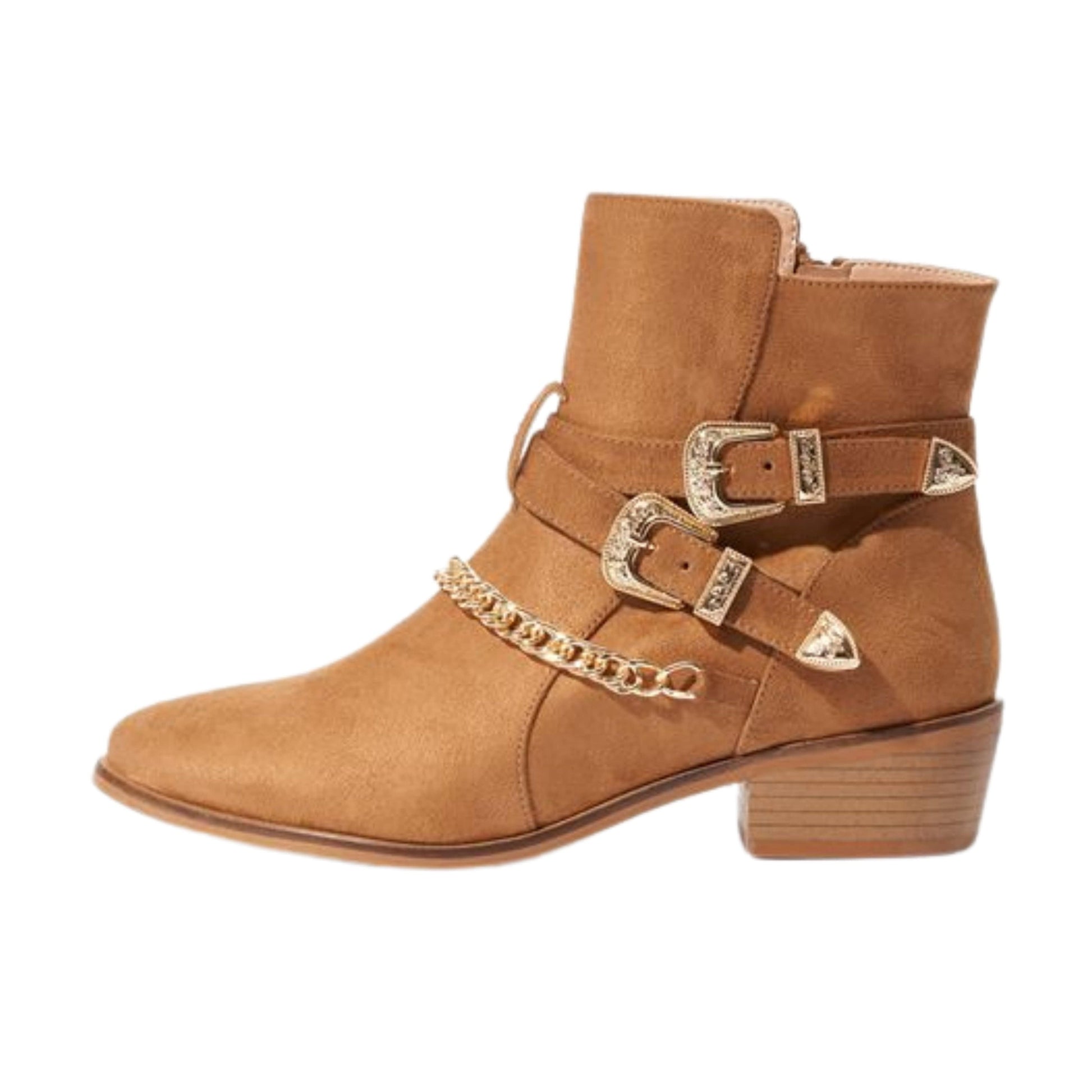 OXXO Womens Shoes 37 / Beige OXXO - Buckle Detailed Boots