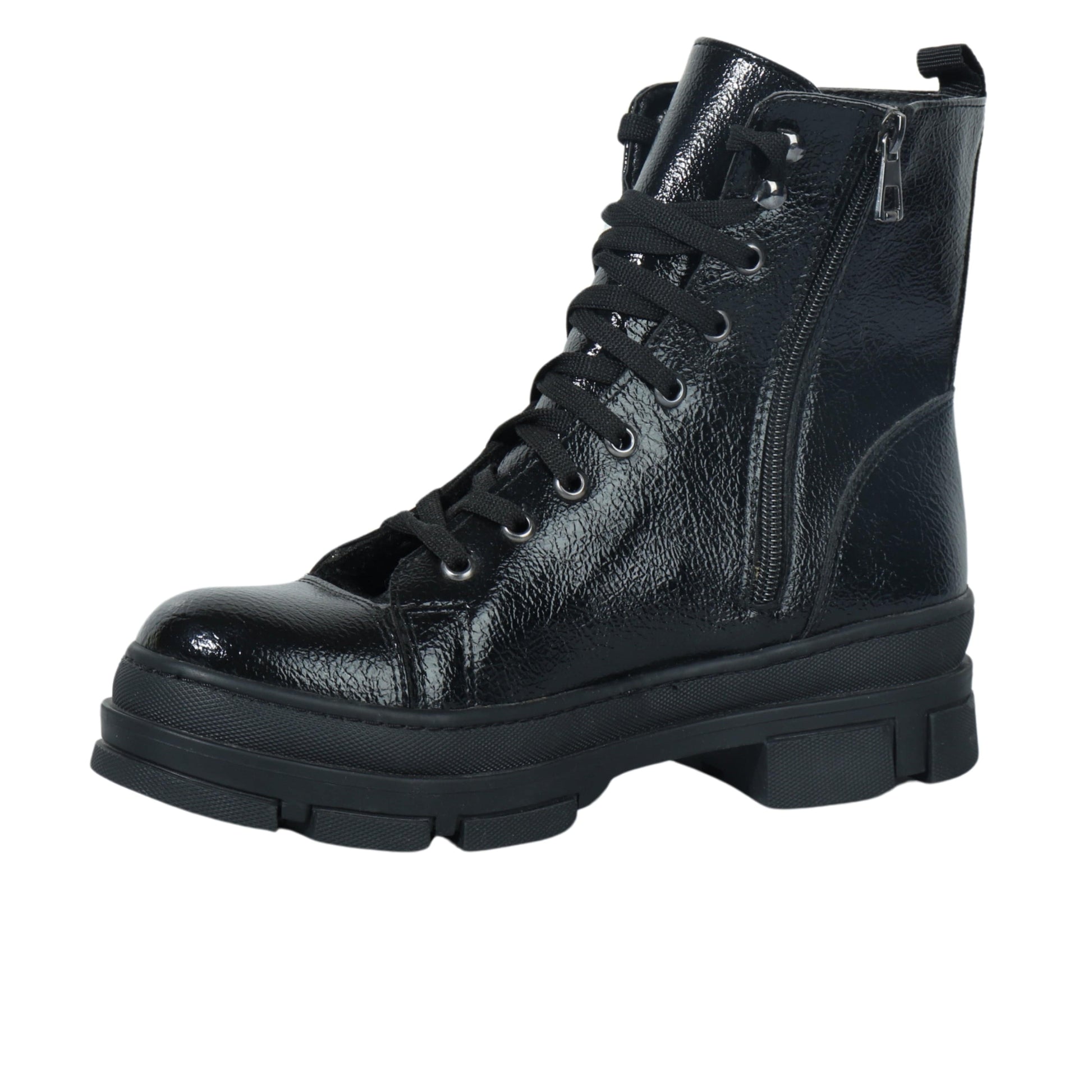 OXXO Womens Shoes 40 / Black OXXO - Vegan Leather Combat Boots With Zippers