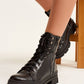 OXXO Womens Shoes 40 / Black OXXO - Vegan Leather Combat Boots With Zippers