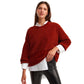 OXXO Womens Tops S / Brown OXXO -  Chenille Knitted Wide-Fit Sweater