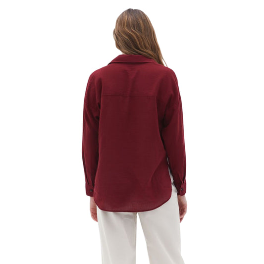 OXXO Womens Tops L / Burgundy OXXO - Cotton Oversize Shirt