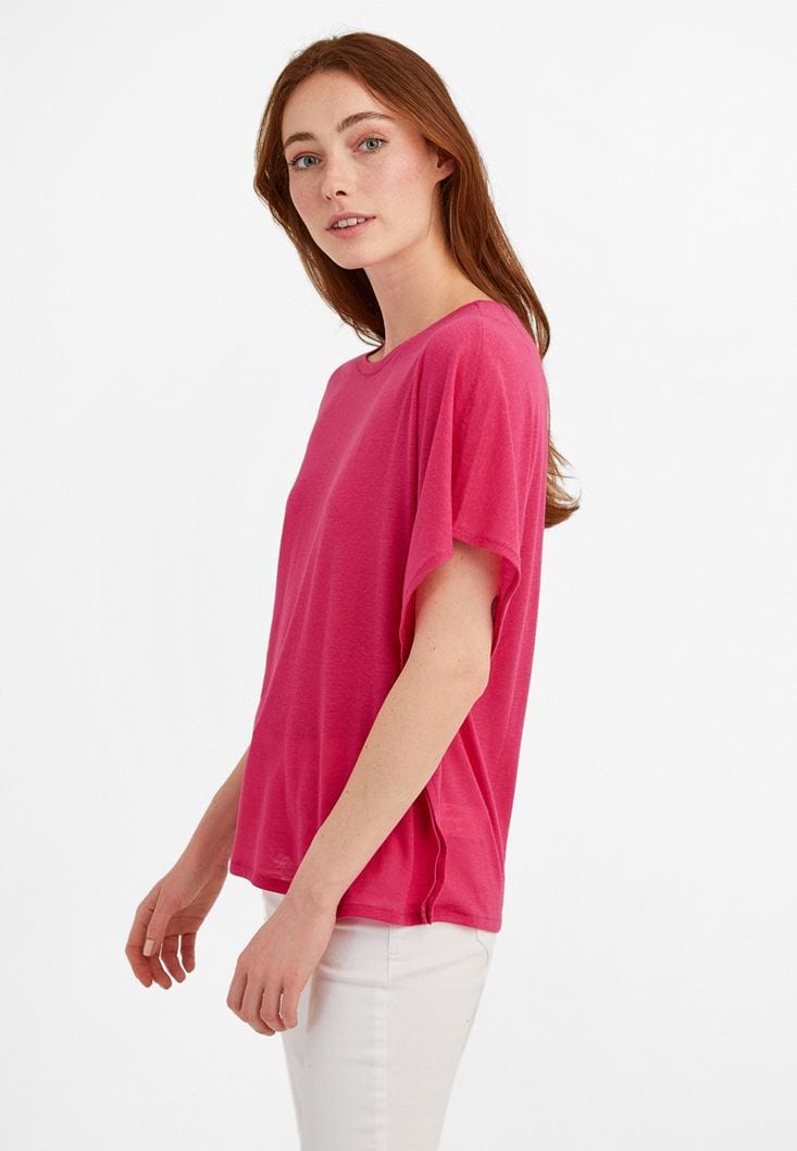 OXXO Womens Tops L / Pink OXXO - Crew Neck Flounce T-Shirt