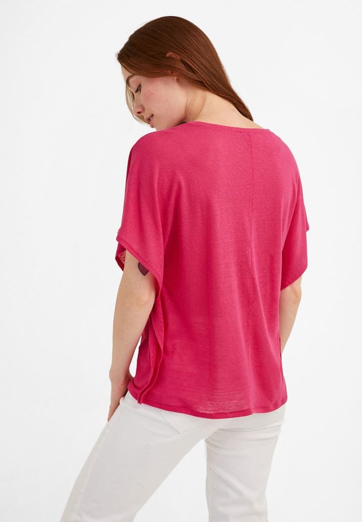 OXXO Womens Tops L / Pink OXXO - Crew Neck Flounce T-Shirt